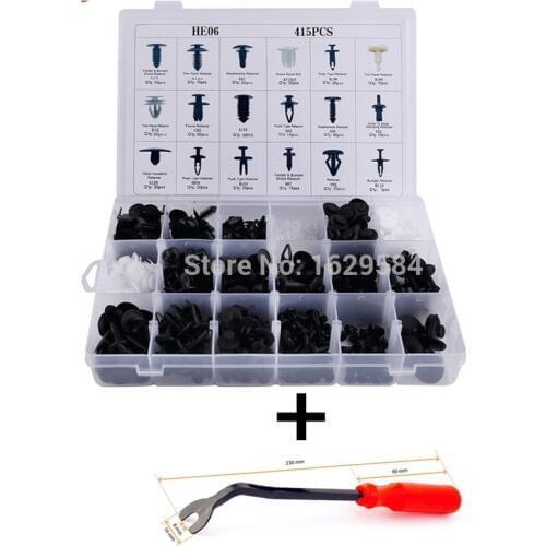 415PCS Car Auto Retainer Push Fastener Pin Driver Rivet Trim Panel +Fastener Remover For Toyota For Honda
