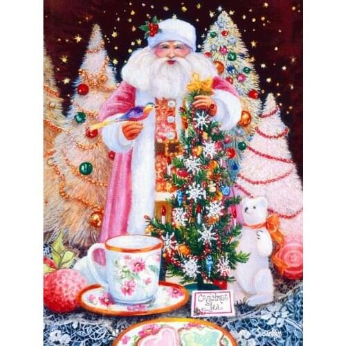 Diy Diamond Painting Mosaic Christmas Tree Picture Of Rhinestone Diamond Embroidery Sale Santa Claus Square round Drill YG1207