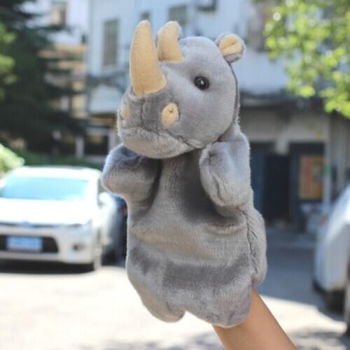 Large hand puppet toy rhinoceros doll plush kids toys puppets birthday gift