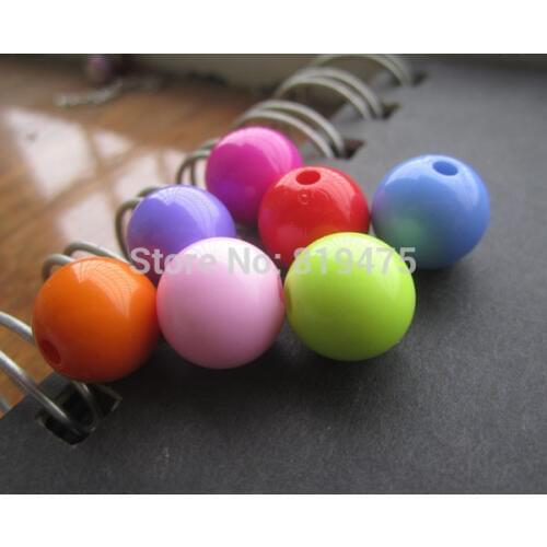 Top quality 30PCs/lot Mixed Acrylic Beads Candy Color loose beads Fit Jewelry 12mm