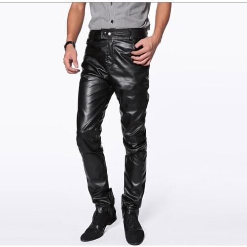 Design Male Leather Pants Before and After The Zipper Tight Leather Pants Pantalon Homme Pants Men Cargo Pants Men Trousers 2020