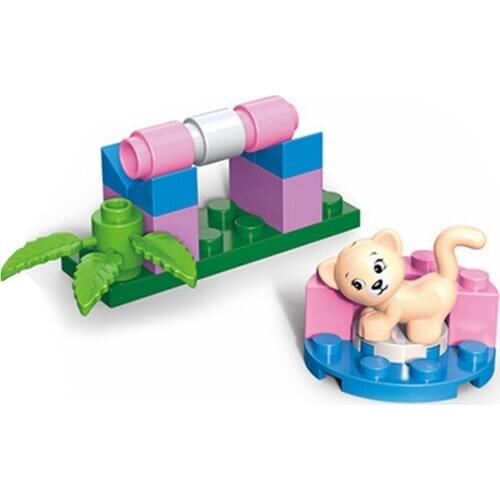 Animals Figures Cat Grass Underbrush Model Kids Toys For Children Friends Animal Cats Compatible City Building Blocks Toy