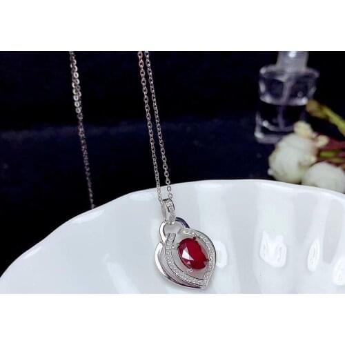 LVC124 exquisite red ruby gem necklace real 925 silver women collarbone necklace fine jewelry natural gem birthday anniversary
