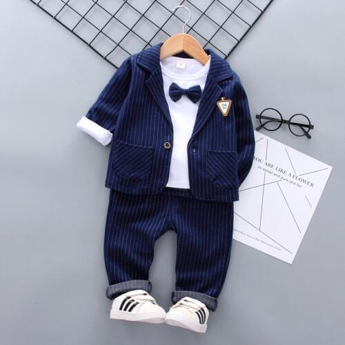 Baby Boy Clothes Sets Children Clothes Suits Autumn Kids Gentleman Style Coats T-Shirt Pants 3pcs Infant Boys Outfits 1-4 YEARS