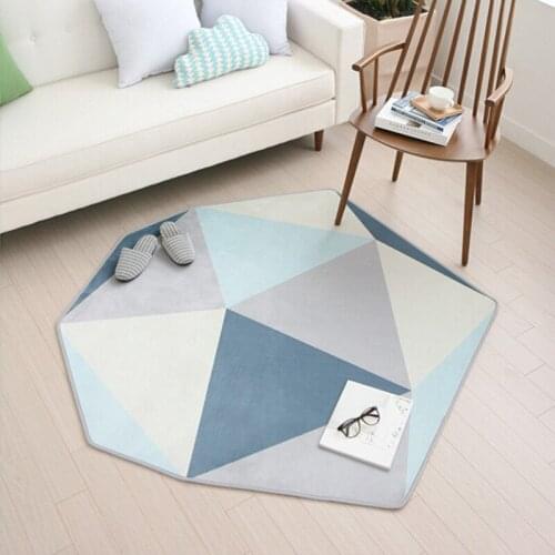 Nordic Style Blue White Geometric Pattern Carpet Design Living Room Sofa Table Area Rug Home Modern Minimalist Irregular Carpet