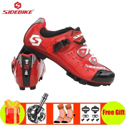 SIDEBIKE red mtb cycling shoes men mountain bike sneakers mtb pedals self-locking breathable Athletic ride racing bicycle shoes