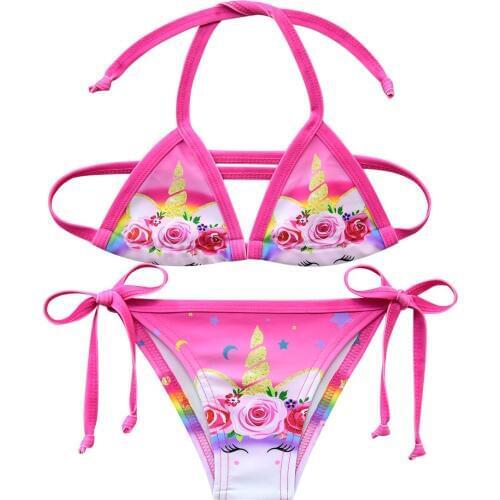 Unicorn Girls Swimsuit pink Flower Children Infantil Girls Bikini Suit Bathing Beach Swimsuit wholesale Girls dress