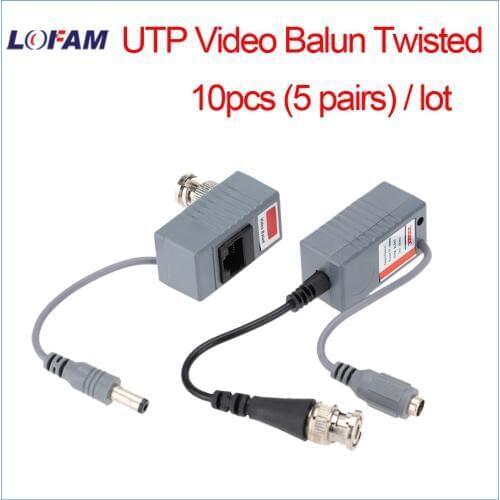 LOFAM 10pcs 5Pairs Video Balun Transceiver BNC UTP RJ45 With Video And Power Over CAT5/5E/6 Cable For HD CVI/TVI/AHD Camera DVR