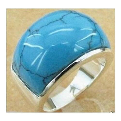 Fashion Mens Large Blue Turquoise Ring Size 6/7/8/9