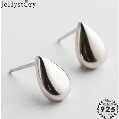 Jellystory Fashion Silver 925 Jewelry Stud Earrings Minimalist Water Drop shaped Earring for Women Wedding Birthday Party Gifts