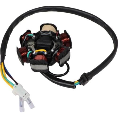 Motorcycle 6 Poles 5 Wires Half-Wave Ignition Magneto Stator for GY6 50cc 70cc 90cc 110cc 125cc ATV Quad Pocket Bike