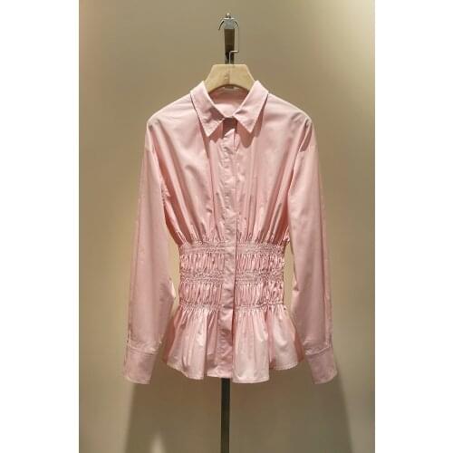 New women fashion 2021 long-sleeved sexy casual solid color elastic shirt 0316