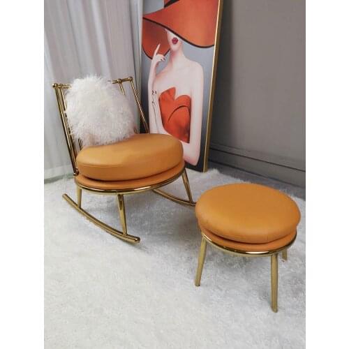 TTSingle-Seat Sofa Chair Stainless Steel Light Luxury Leisure Modern Simple Small Apartment Leather Multi-Functional LightLuxury