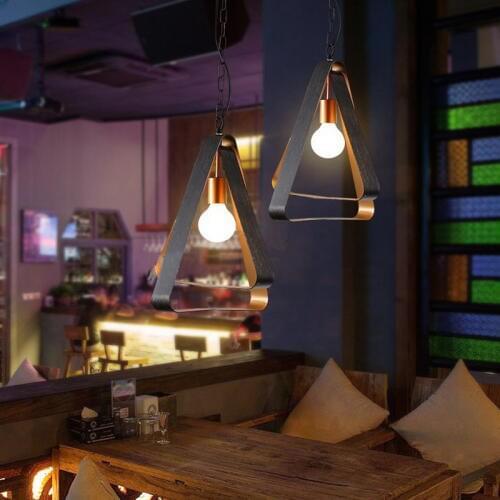 Industrial Style Triangle Design Pendant Light Retro Wrought Iron Restaruant Bedroom Cafe Aisle Decoration Light Fixtures