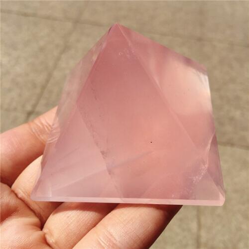 Natural Rose Crystal Pyramid Healing Powder Quartz Obelisk Energy Stone Cutting Grinding 1pcs