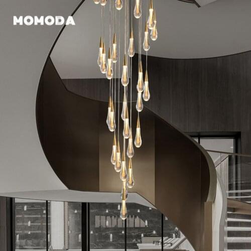 Luxury LED Chandeliers Postmodern Crystal Aluminum Stainless Steel Pendant Lights Bedroom Living Room Staircase Lamps Lustre