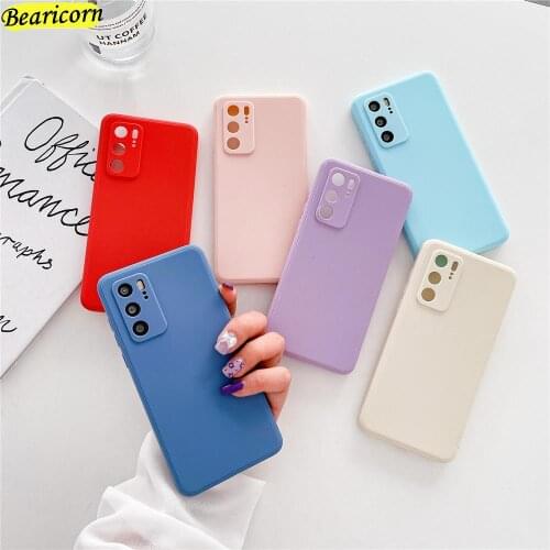 Luxury Original Square Matte Silicone Phone Case For Huawei Honor 10 20s 30i 50 8A 8X 9X Pro X10 Max X20SE Thin Soft Candy Cover