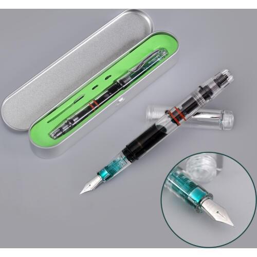 Caliarts Ego F Nib Transparent Piston Ink Fountain Pen Ink pen Gift Package School Office Accessories Pen Supplies