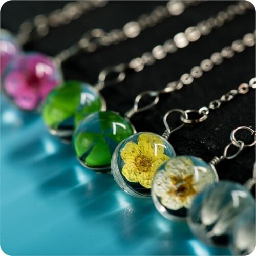 Transparent Glass Eardrop Dried Flower In Glass Ball Earrings Fantasy DIY Ear Lines Dangle Earring For women #BZ121