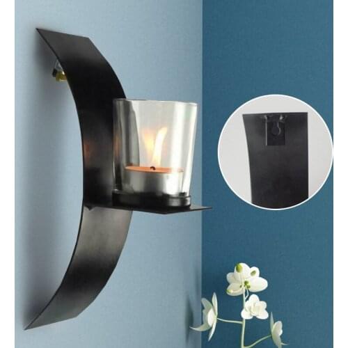 Modern Art Geometric Candle Holder Vintage Candlestick Wall Mounted Metal Ornaments Home Living Room Cafe Bar Decoration