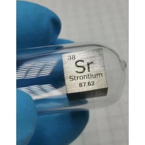Strontium Metal 10mm Density Cube 99% Pure In Glass Ampoule