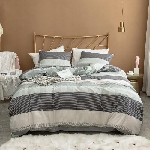 Navy Blue and Cream Striped 100% Polyster Duvet Cover Pillowcases Comforter Cover For Adults Men Twin Queen King