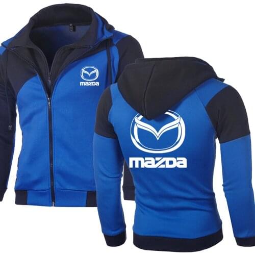 New Spring Autumn Mens Mazda Hoodies Fashion Double Zipper Patchwork Long Sleeve Jacket Hip Hop Harajuku Clothing