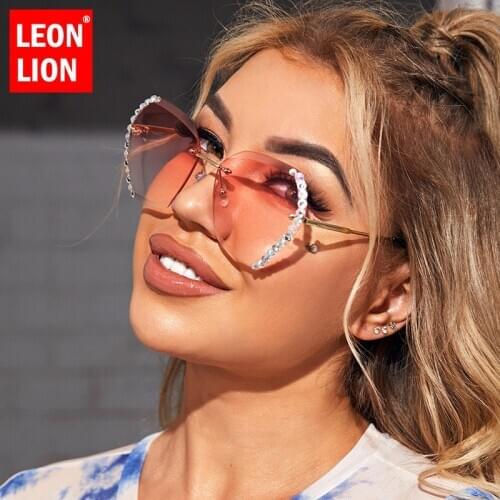 LEONLION Rimless Sunglasses Women Luxury Sunglasses Womens Designer Vintage Brand Shades for Women Wholesale Retro Gafas De Sol