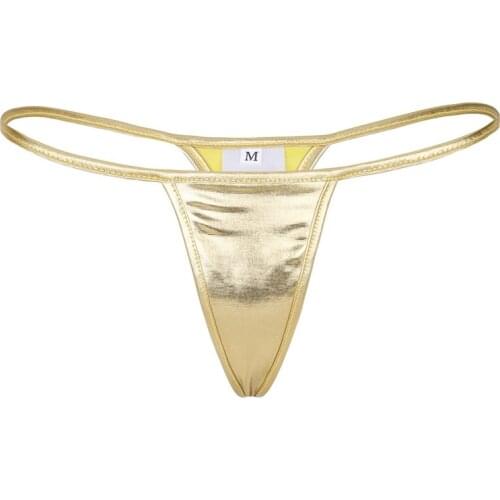 Women Sexy Lingerie Briefs Panties 2021 Shiny Metallic PVC Faux Leather Low Rise Bikini G-string T-back Thongs Female Underwear