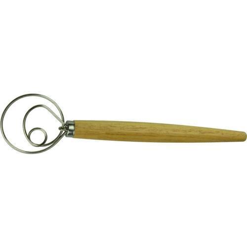 1PC 13 Inch Dough Whisk Eggs Beater Mixer Tool Oak Wood Handle Stainless Steel Blender for DIY Bread Dough Bakeware PJ 001