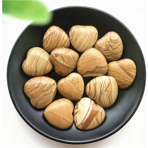 1pc Natural Painted Stone Picture Crystal Heart Shaped Stone Meditation Healing Gift Natural Stones and Minerals