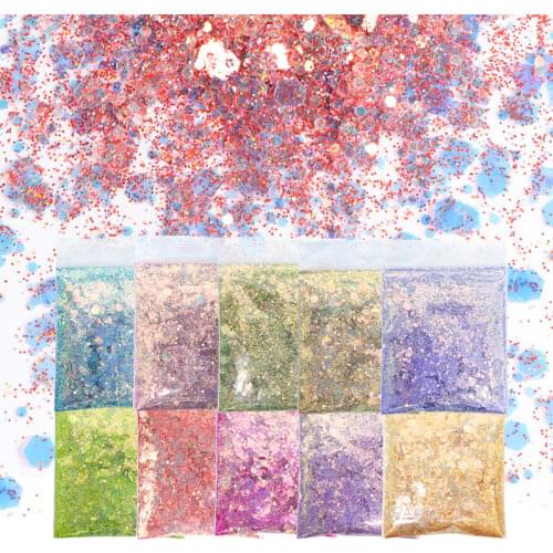 10g Iridescent Mermaid Sequin Chunky Glitter Resin Filling Filler For DIY Epoxy Resin Jewelry Nail Art Decorations Slime Pigment