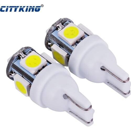 10pcs/Lot T10 5smd 5050 LED car Light W5W T10 168 Wedge Led Door Instrument Side Bulb Lamp