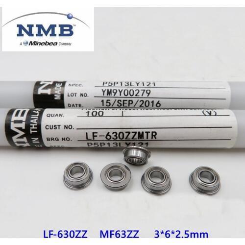 100pcs ORIGINAL NMB Minebea flanged bearing LF-630ZZ 3x6x2.5 MF63ZZ ABEC-5 miniature flange deep groove ball bearing 3*6*2.5mm