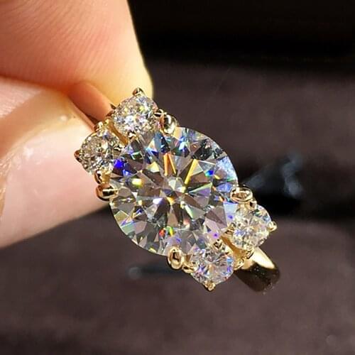 14K Au585 Yellow Gold We olny sell DVVS Moissanite Diamonds 1 2 3 4 5 Carat Round Wedding Ring