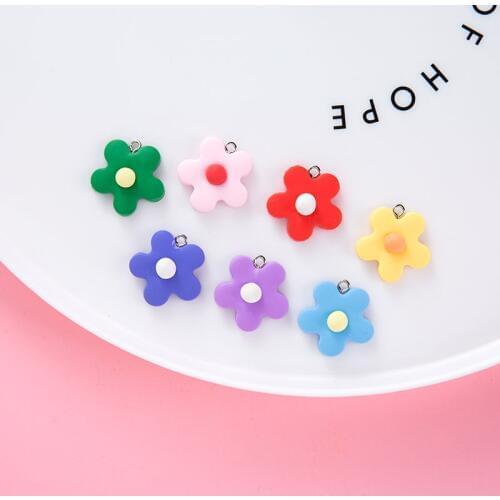 20pcs 25*25mm Cute DIY Resin Flowers Charms Flatback Cabochon Sticker Kawaii Craft Jewelry Making Ornament Decoration YZ441