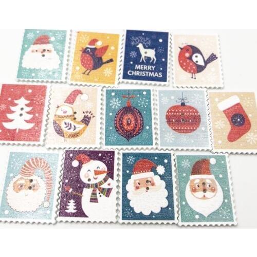 30pcs Merry Christmas Rectangle Wood Scrapbooking Sewing Button 38*30mm WB558