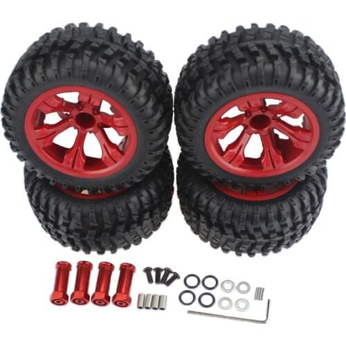 4PCS 110MM High Grip Rubber Tires Tyres & Wheel Hub Extension Adapter for WLTOYS 144001 124019 124018 RC Off-Road Car Crawler