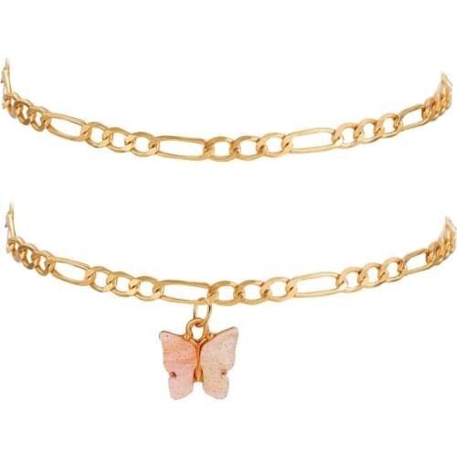 51345 hanzhishang beach butterfly multi layer foot chain creative simple gold chain double layer foot chain