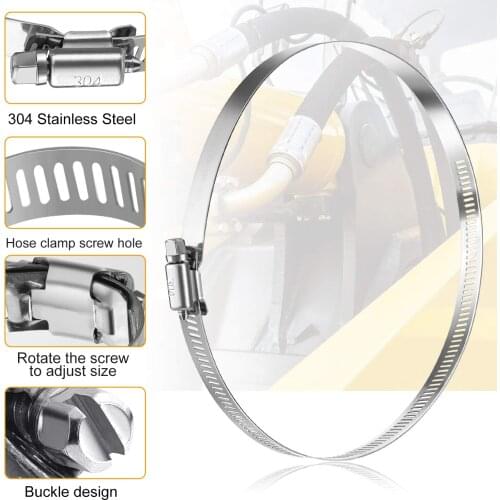 6pcs 6 inch Adjustable Drive Hose Clamp Hose Clips 304 Stainless Steel Duct Clamps Worm Gear 141mm-165mm Fuel Line Worm Clip