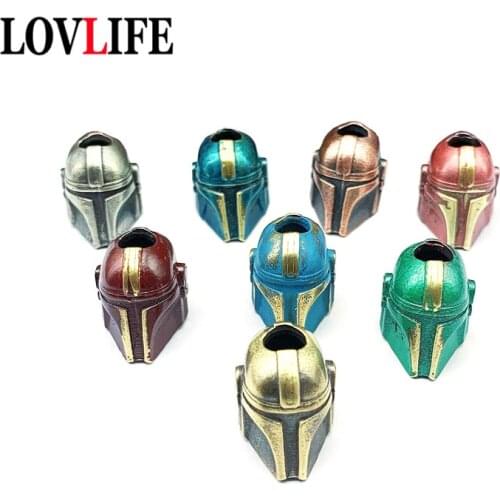 8 Colors Brass Alien Helmet Folding Knife Beads Pendant for Keychain DIY Handmade Umbrella Rope Lanyard Hanging Charms Accessory