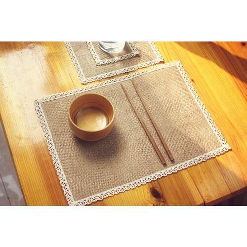 8pcs Natural jute burlap arming hot insulation place mat, Japanese-style table mat bowls mat coasters placemats literary doily