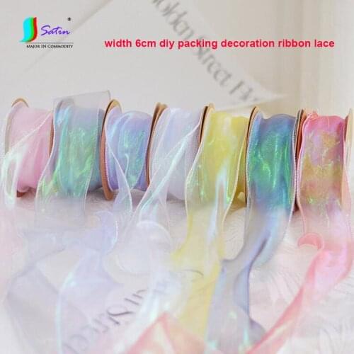 Handmade Accessories Hair Clothes Gift Packing Decoration 60mm Soft Colorful Tulle Ribbon Lace Band