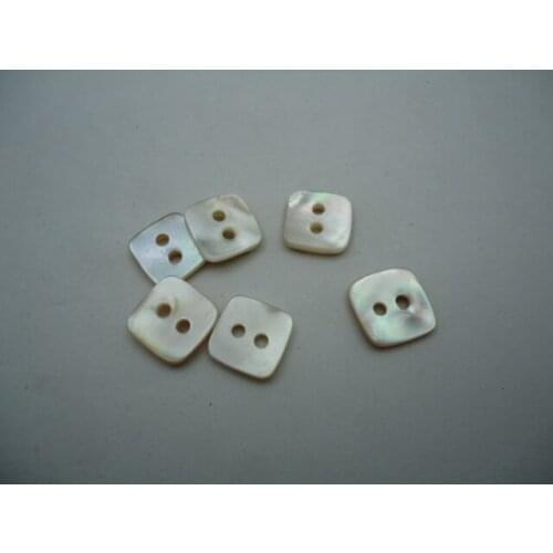 Free shipping 50pcs/lot High-grade square 2 eyes 10mm real shell button The colourful rainbow white two holes