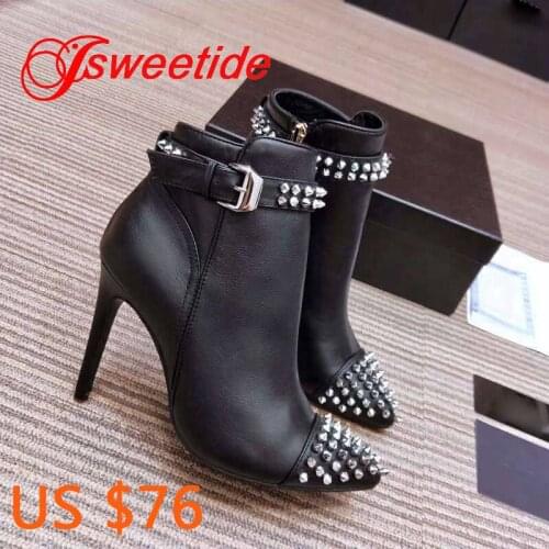 Genuine Leather Suede leather and cowhide leather Boots Brand Women Shoes Motorcycle Ankle Boots Fashion Rivets Woman Shoes
