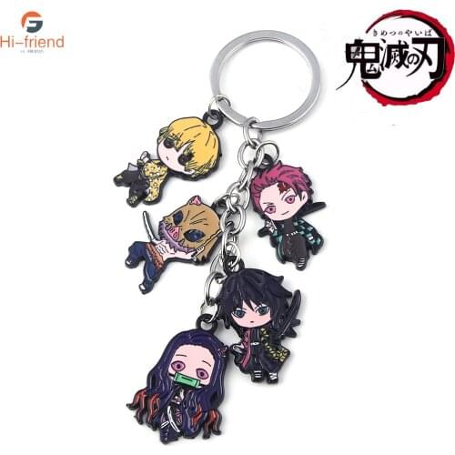 Anime Demon Slayer Keychains Figure Tanjirou Nezuko Agatsuma Zenitsu Enamel Key Ring Cosplay Props