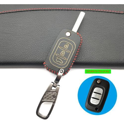 3 Buttons Leather Car Key Case Cover for Lada Vesta Granta XRay Kalina Priora Sedan Sport for Renault / For Benz Protect Shell