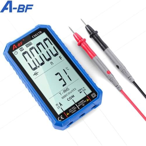 Digital Smart Multimeter A-BF CS617D LCD 6000 Counts True RMS DC AC Voltage Current Temp Resistance Capacitor Diode NCV Hz DMM