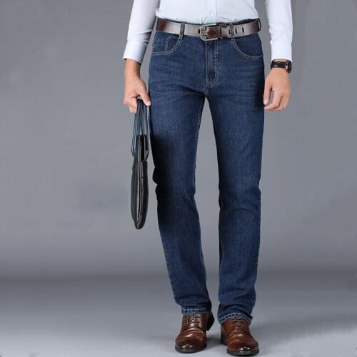 Fashion Brand Clothing Slim Men Autumn Winter Business Casual Jeans 2021 Man Denim Pants Trousers Baggy Straight Leg Jeans 40 42