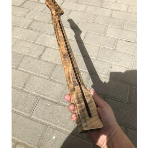Tiger Flame Maple Electric Guitar Neck 21 Fret 25.5in Fretboard Pearl Dot Inlay